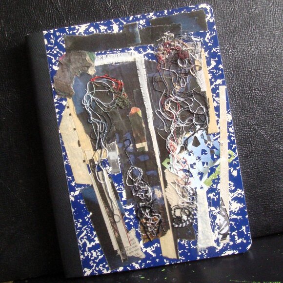 Abstract Mixed Media Collage Cover Notebook Journal Upcycle - Picture 1 of 4